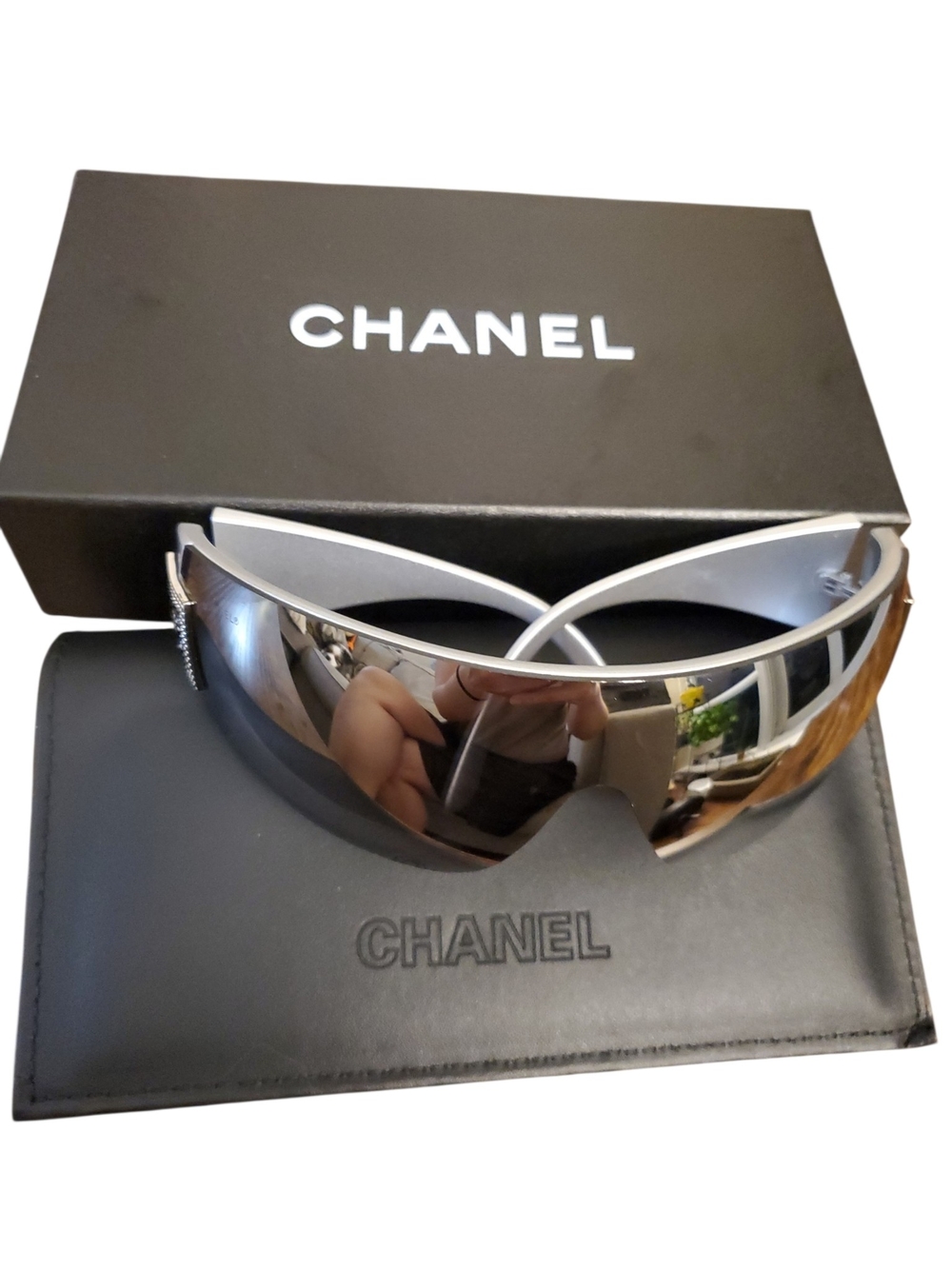 NWT ☆Luxury Style Silver Mirrored Shield Visor Sunglasses☆ UNISEX